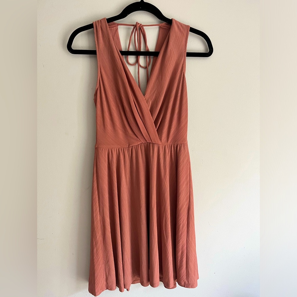 BCBGeneration Dusty Rose A-Line Mini Dress | Deep V-Neck Back | Size S